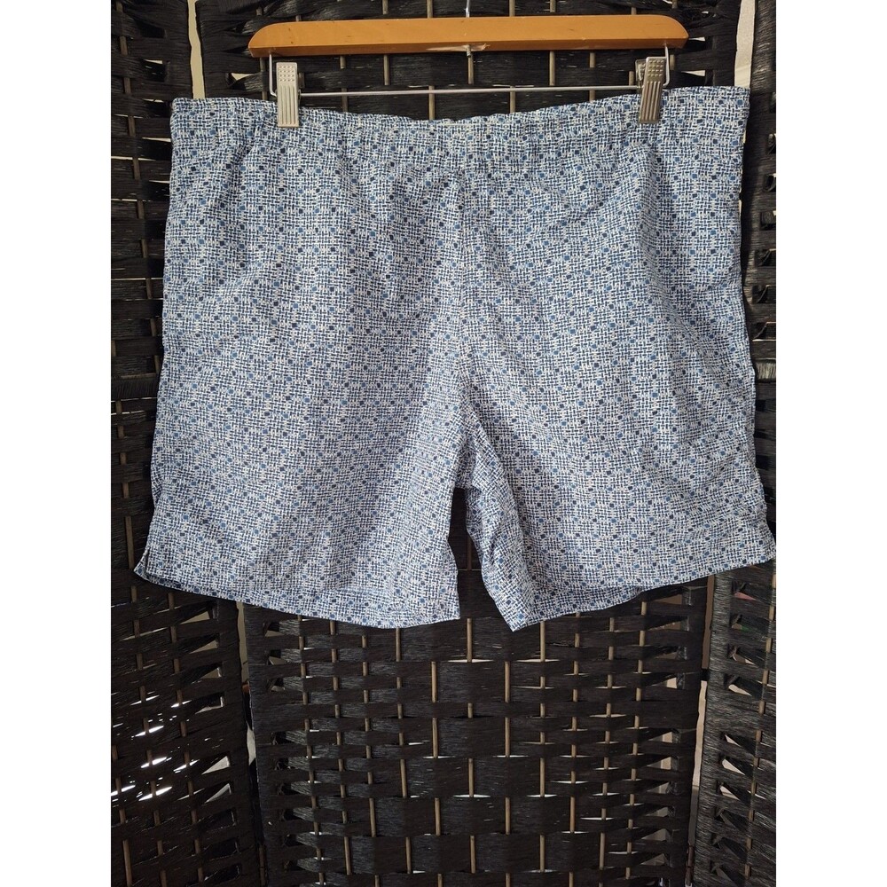 HERMES Swim Shorts Trunks Mens Medium Blue Abstract Drawstring Italy Luxury